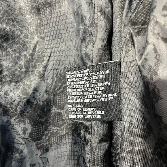 Vintage Wool Guess Black Trench Coat with Black Wrap Around Belt Woman’s Size XL - Picture 8 of 8